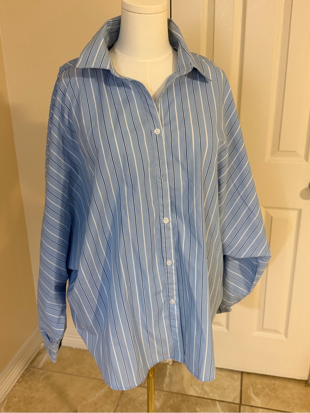 Sunday in Brooklyn Light Blue & White Striped Button-Down Shirt